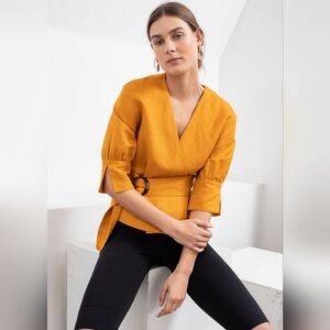 & OTHER STORIES Belted Linen Blend Blouse